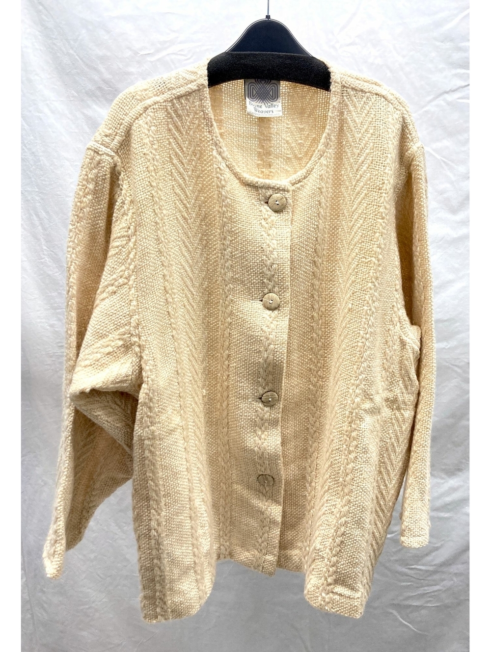 Boyne Valley Weavers Ireland Cable Knit Cardigan Wool Sweater Women's XL